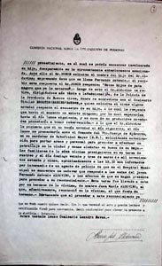 Testimonio ante la CONADEP sobre el 
secuestro/muerte de Fernando