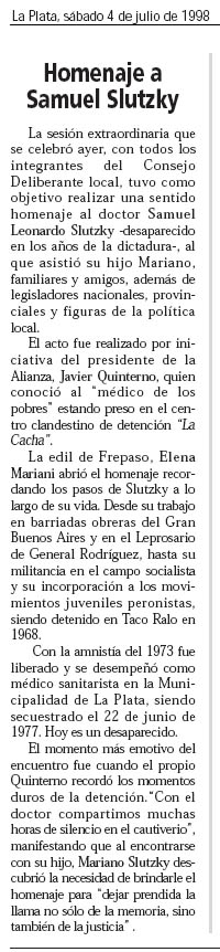 Homenaje a Samuel Slutzky